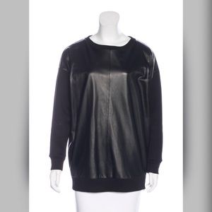 Allsaints black leather-paneled sweatshirt